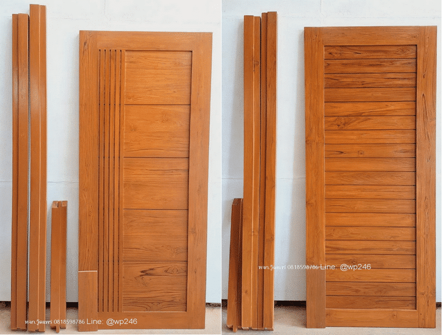 ประตูไม้สัก 80x200 พร้อมวงกบ