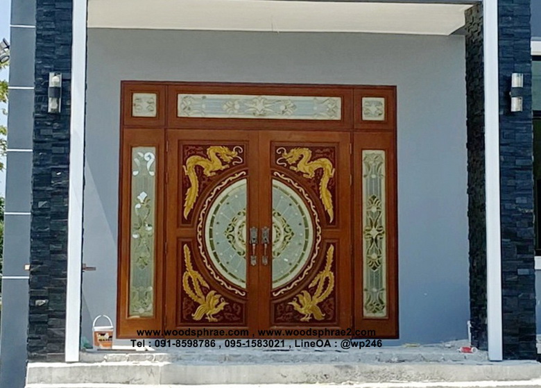 รีวิวประตูบ้านไม้สักกระจกนิรภัย-BBB48