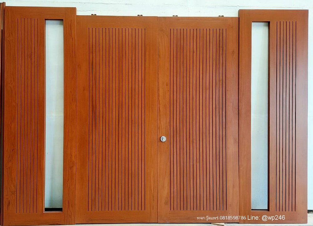 ประตูไม้สักบานเลื่อนเซอะร่อง