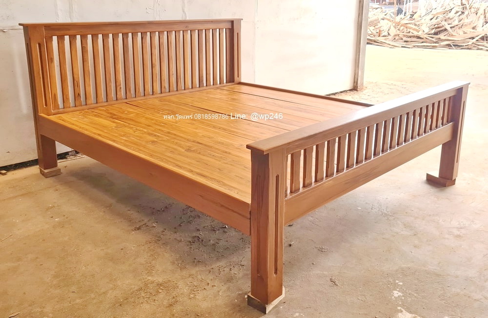 เตียงไม้สัก 6 ฟุต แพร่ รุ่น F48