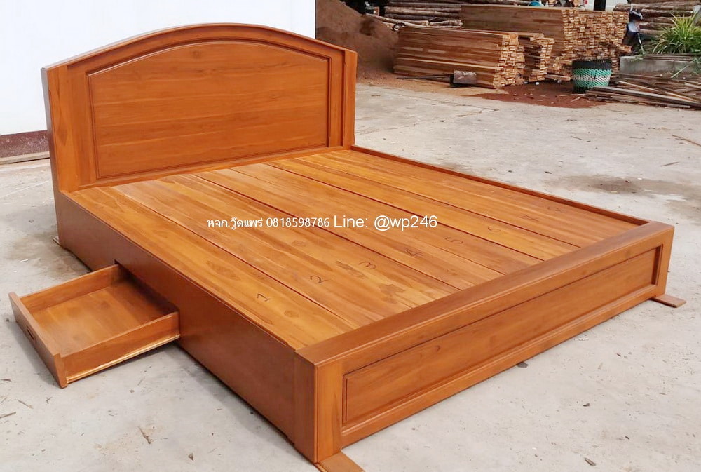 เตียงไม้สัก 6 ฟุต แพร่ รุ่น F79