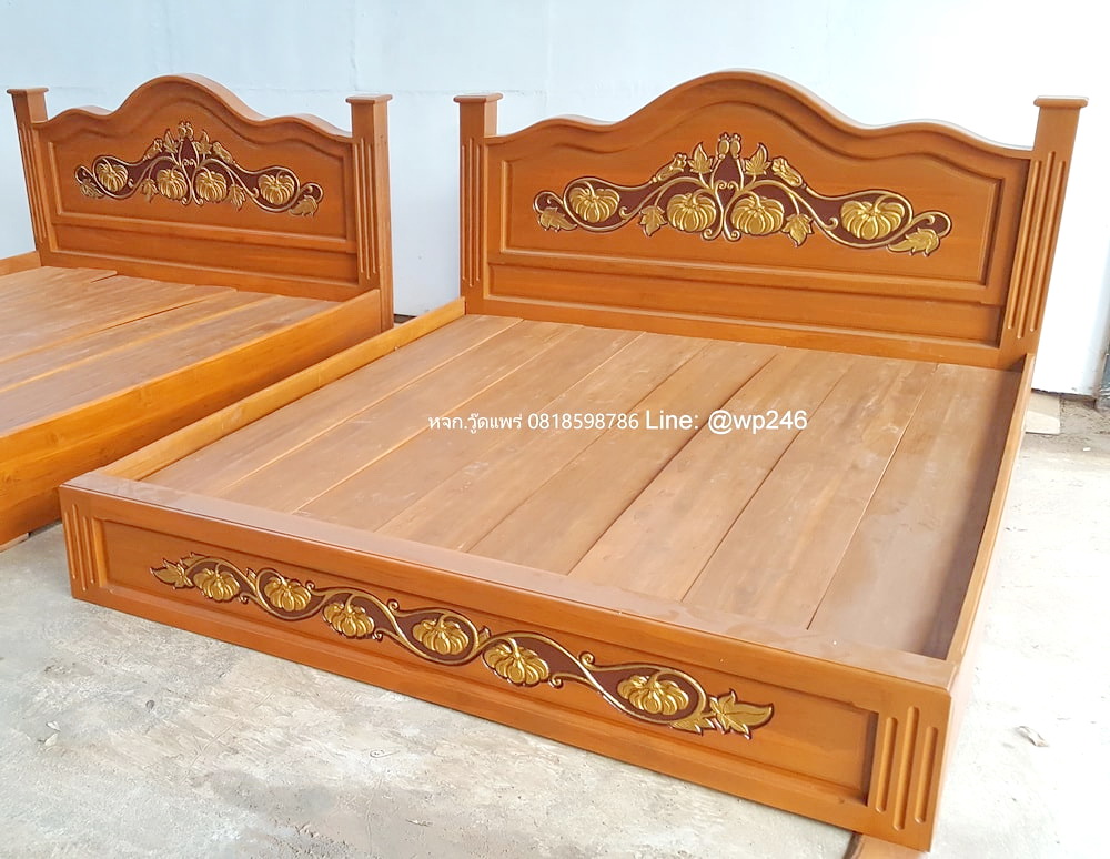 เตียงนอนไม้สัก 6 ฟุต รหัส  F80