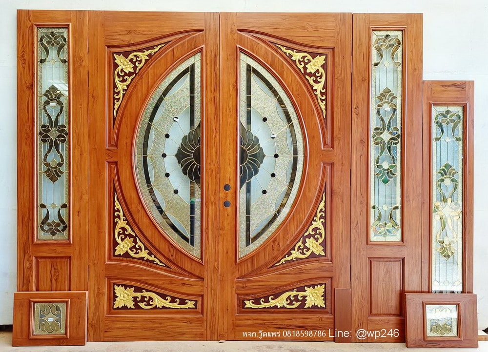 ประตูไม้หน้าบ้านบานใหญ่ 100x250ซม