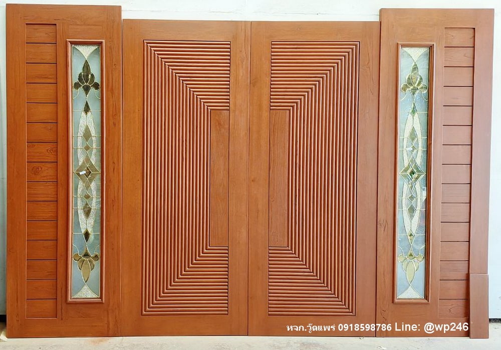 ประตูไม้บานเลื่อน กระจกนิรภัย
