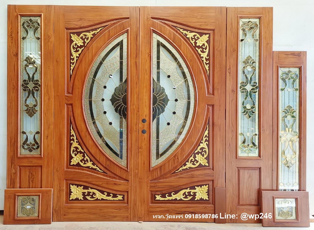ประตูไม้หน้าบ้านบานใหญ่ 100x250ซม