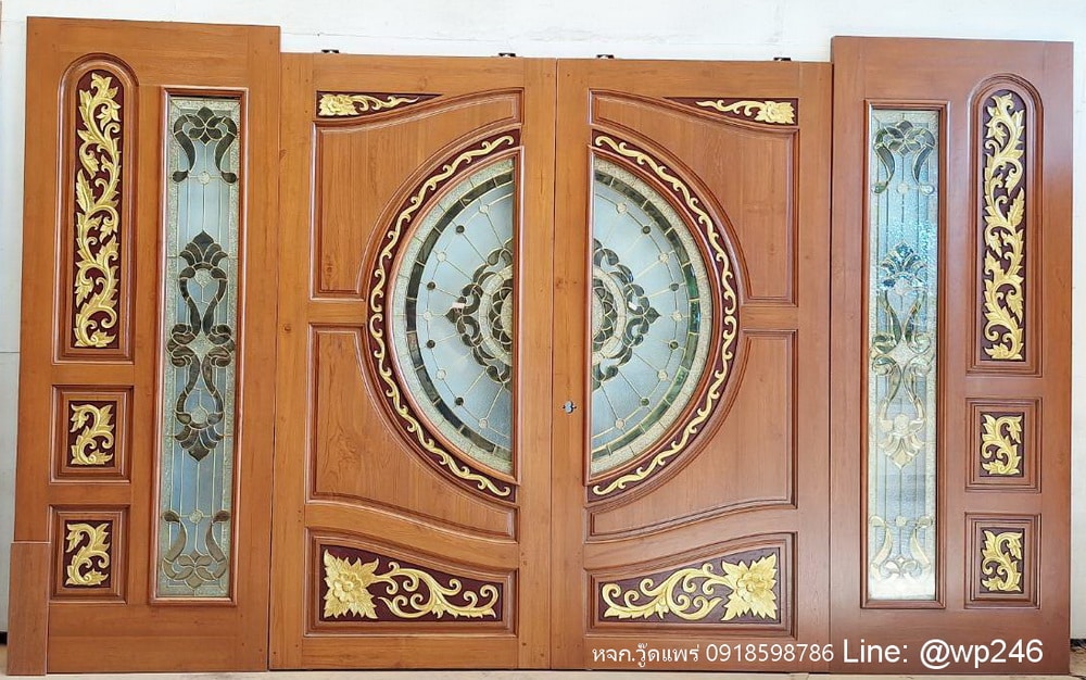 ประตูกระจกบานเลื่อนไม้สัก BBB31