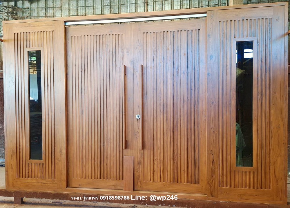 ประตูไม้ เชาะร่องเว้นร่อง บานเลื่อน