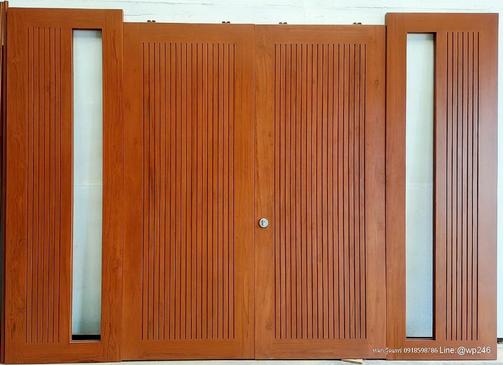 ประตูไม้สักบานเลื่อนเซอะร่อง